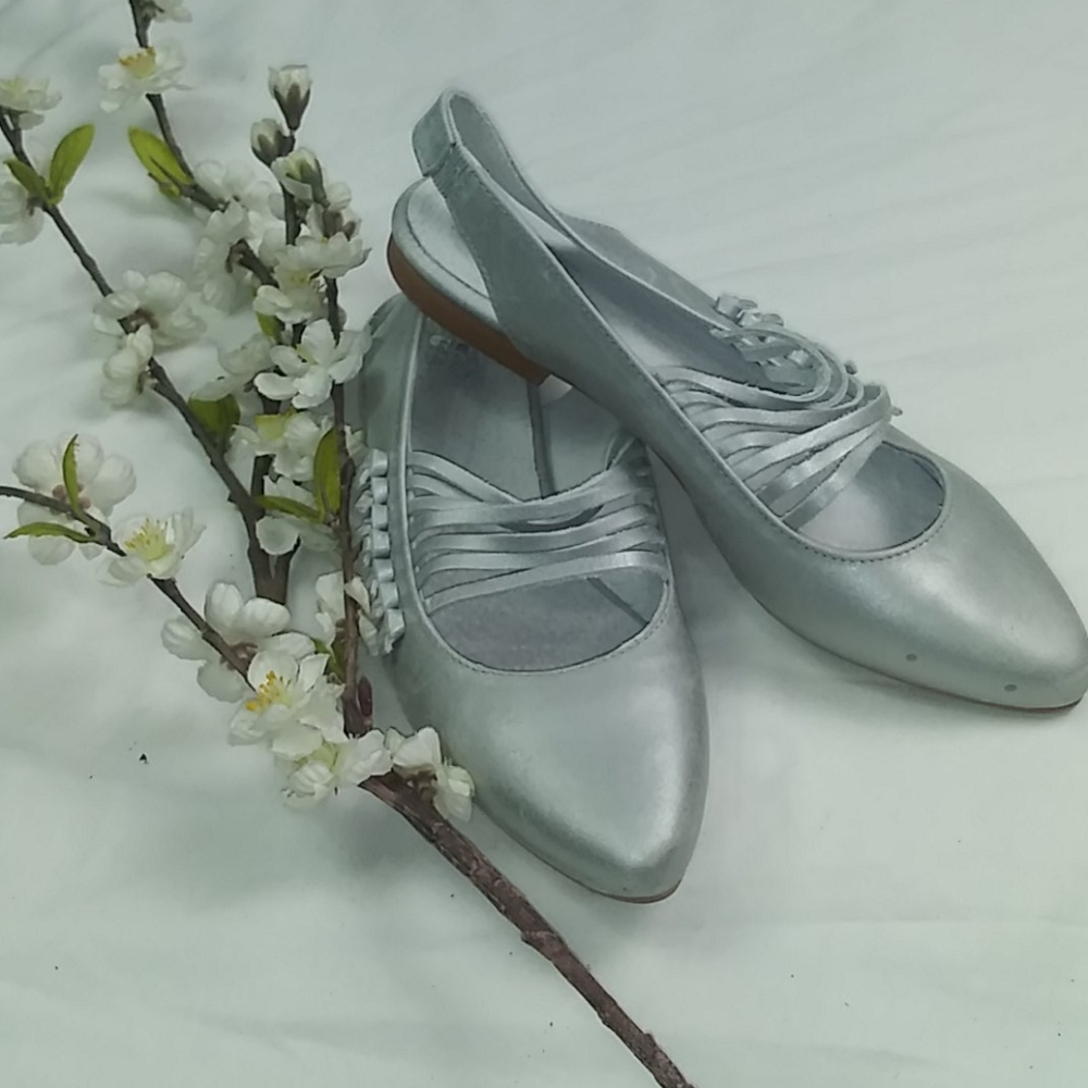 Milly original silver strappy slingback flats 38